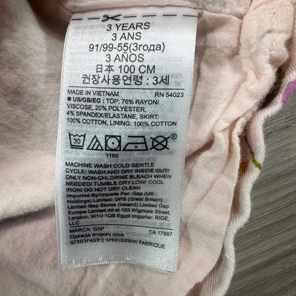Gap Toddler Girls Long Sleeve Floral Mixed‎ Media Dress Grey Pink Yellow Size 3T